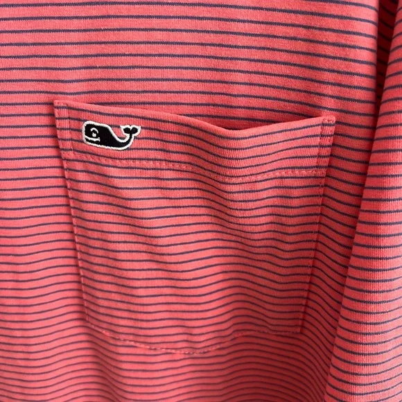 Vineyard Vines Men's Jersey Polo in Pink and Blue Stripes. XL - Picture 4 of 6